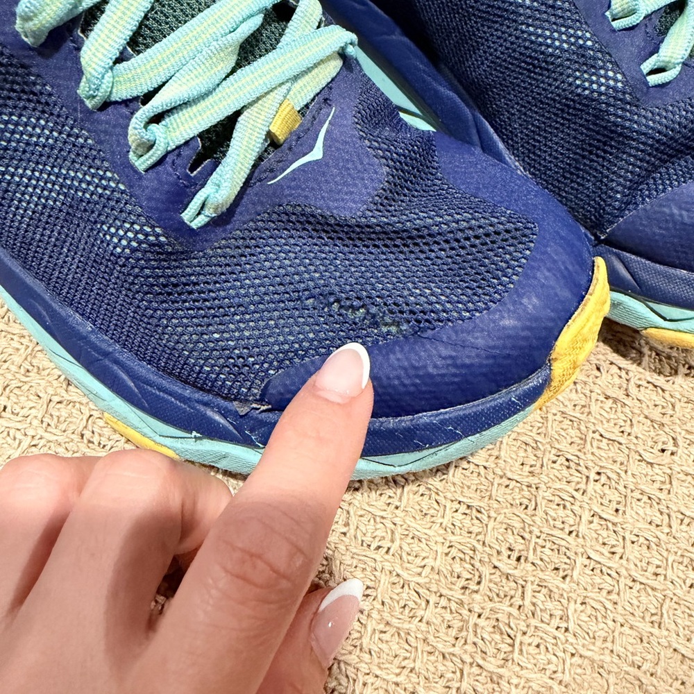 Hoka Navy, Teal & Yellow Trail Running Sneakers - Picture 8 of 10
